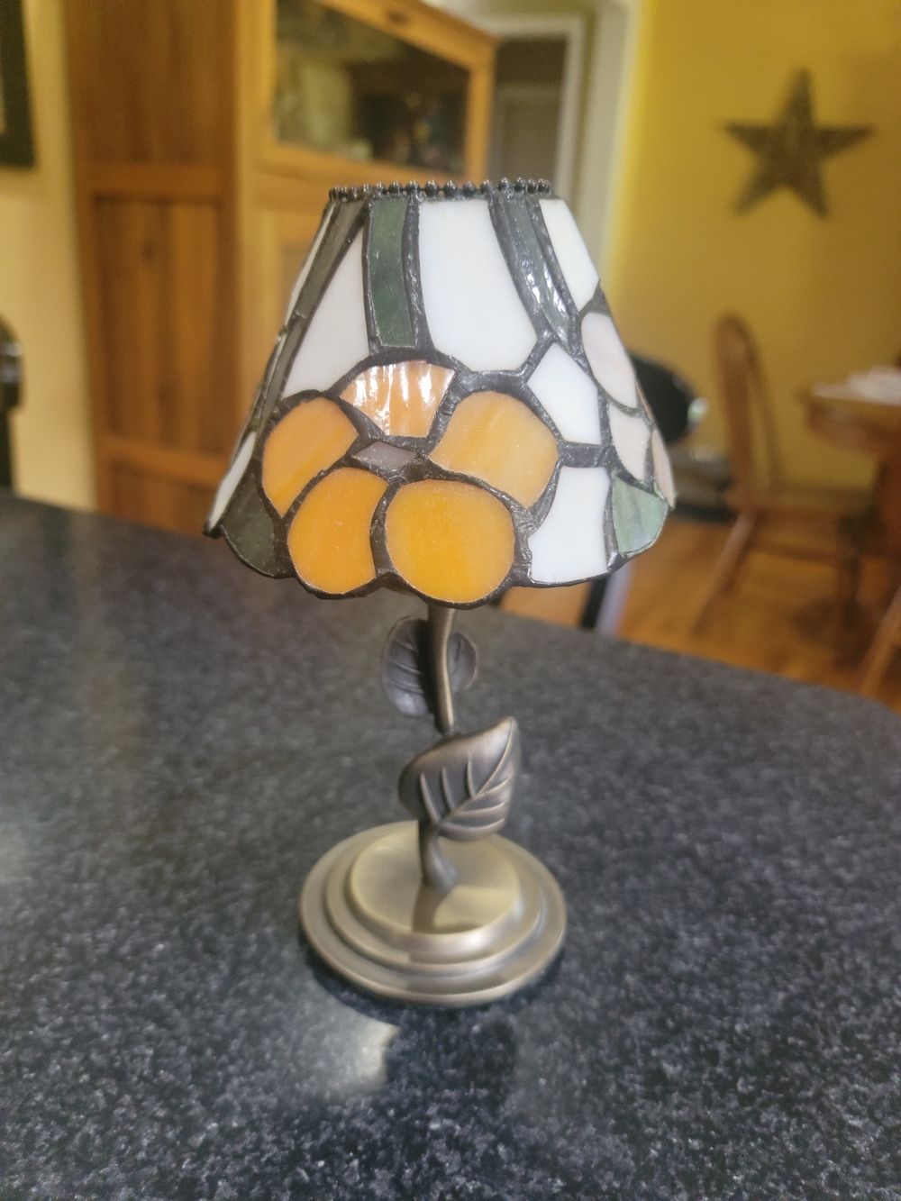 Tiffany Style Floral Stained Glass Candle Table Lamp Dome Shade 9 Inches